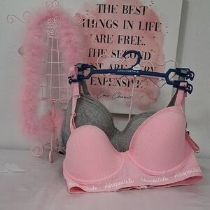 Aeropostale Pink and Gray Intimates Bralette Bra 36DD Collection NWT 2026